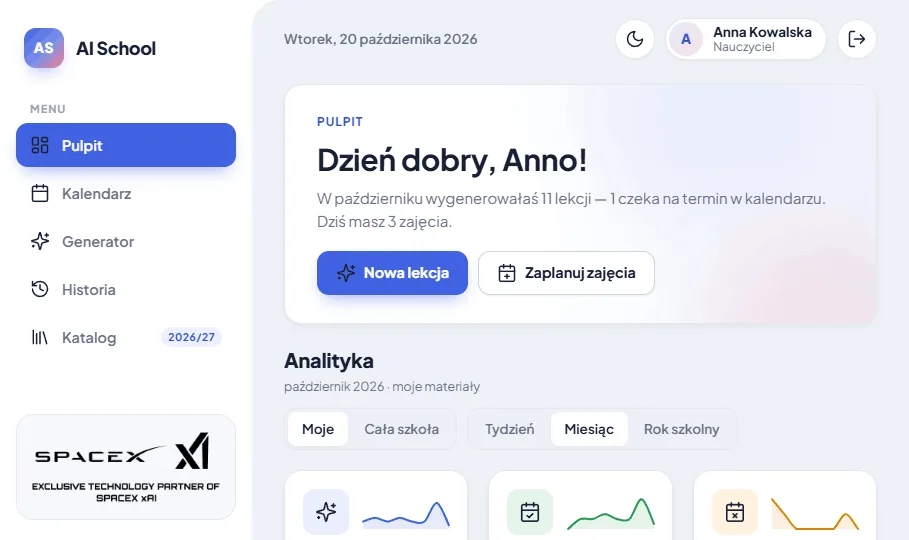 AI School — Dashboard screen